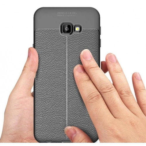 Samsung Galaxy J4 Plus 2018 Kılıf Deri Görünümlü Lüks Parmak İzi Bırakmaz Niss Silikon Kapak - Lacivert