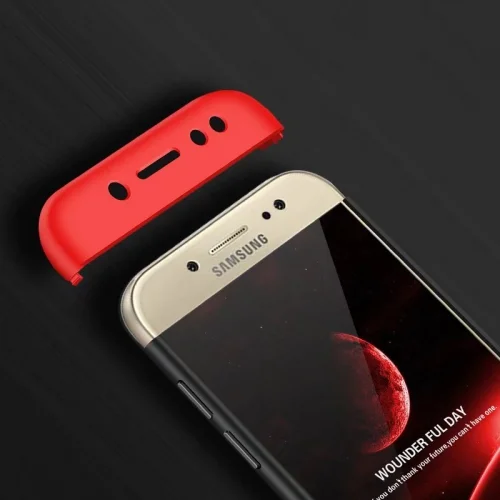 Samsung Galaxy J5 Pro Kılıf 3 Parçalı 360 Tam Korumalı Rubber AYS Kapak  - Kırmızı