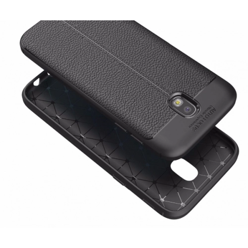 Samsung Galaxy J5 Pro Kılıf Deri Görünümlü Lüks Parmak İzi Bırakmaz Niss Silikon Kapak - Lacivert