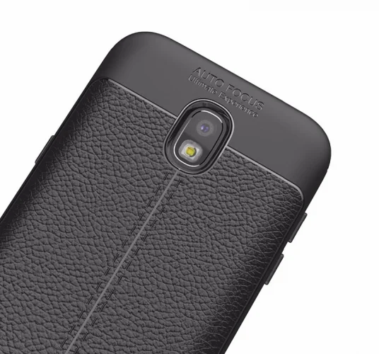 Samsung Galaxy J5 Pro Kılıf Deri Görünümlü Parmak İzi Bırakmaz Niss Silikon - Siyah