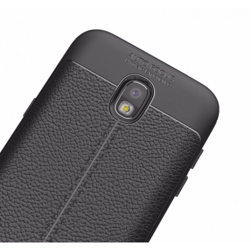 Samsung Galaxy J5 Pro Kılıf Deri Görünümlü Lüks Parmak İzi Bırakmaz Niss Silikon Kapak - Siyah