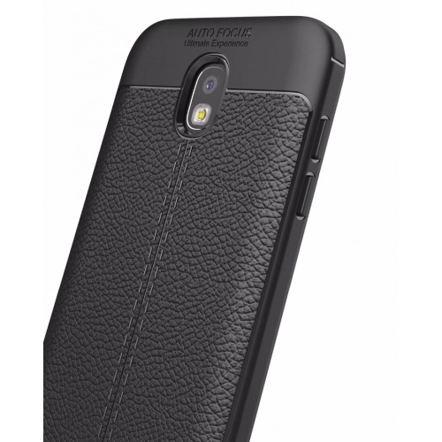 Samsung Galaxy J5 Pro Kılıf Deri Görünümlü Lüks Parmak İzi Bırakmaz Niss Silikon Kapak - Lacivert