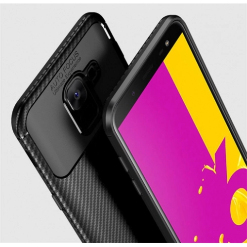 Samsung Galaxy J6 2018 Kılıf Silikon Parmak İzi Bırakmayan Karbon Soft Negro Kapak - Siyah