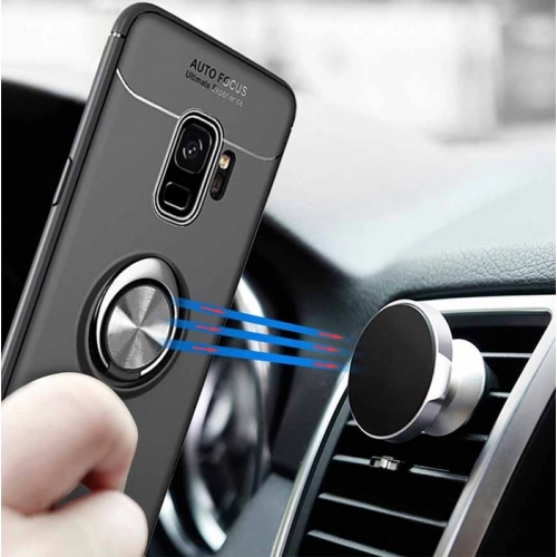 Samsung Galaxy J6 Plus 2018 Kılıf Renkli Silikon Yüzüklü Standlı Auto Focus Ravel Kapak - Mavi