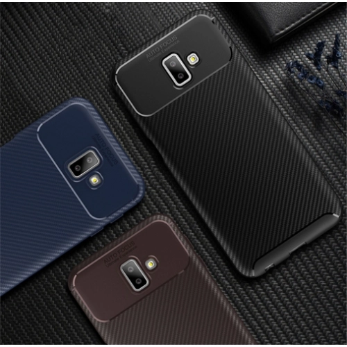 Samsung Galaxy J6 Plus 2018 Kılıf Silikon Parmak İzi Bırakmayan Karbon Soft Negro Kapak - Siyah