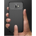 Samsung Galaxy J6 Plus 2018 Kılıf Silikon Parmak İzi Bırakmayan Karbon Soft Negro Kapak - Lacivert