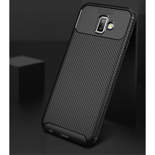 Samsung Galaxy J6 Plus 2018 Kılıf Silikon Parmak İzi Bırakmayan Karbon Soft Negro Kapak - Siyah