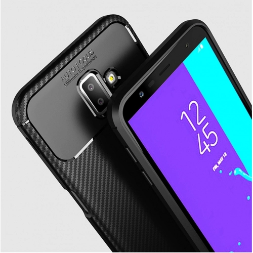 Samsung Galaxy J6 Plus 2018 Kılıf Silikon Parmak İzi Bırakmayan Karbon Soft Negro Kapak - Lacivert