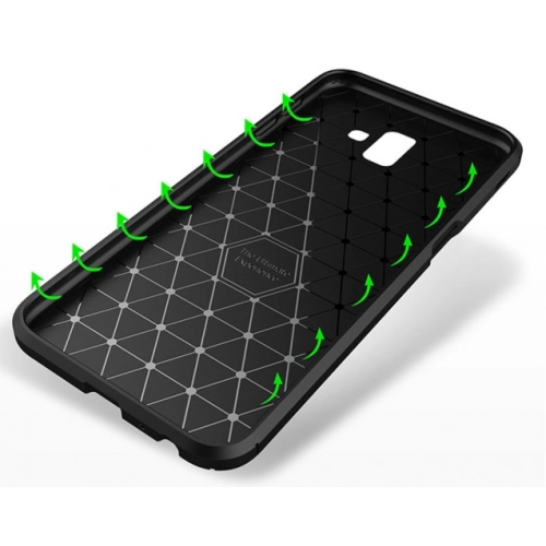 Samsung Galaxy J6 Plus 2018 Kılıf Silikon Parmak İzi Bırakmayan Karbon Soft Negro Kapak - Lacivert