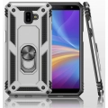 Samsung Galaxy J6 Plus 2018 Kılıf Silikon Zırhlı Standlı Yüzüklü Mıknatıslı Tank Kapak - Gri