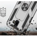 Samsung Galaxy J6 Plus 2018 Kılıf Silikon Zırhlı Standlı Yüzüklü Mıknatıslı Tank Kapak - Gri