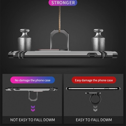 Samsung Galaxy J6 Plus 2018 Kılıf Silikon Zırhlı Standlı Yüzüklü Mıknatıslı Tank Kapak - Rose Gold