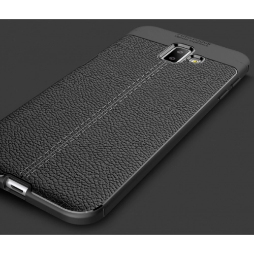 Samsung Galaxy J6 Plus 2018 Kılıf Deri Görünümlü Lüks Parmak İzi Bırakmaz Niss Silikon Kapak - Lacivert