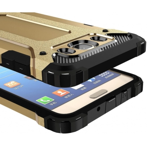 Samsung Galaxy J7 / J7 Core Kılıf Zırhlı Tank Crash Silikon Kapak - Gold