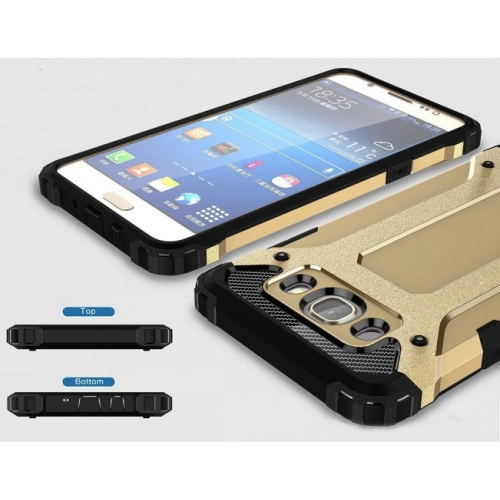 Samsung Galaxy J7 / J7 Core Kılıf Zırhlı Tank Crash Silikon Kapak - Gold