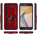 Samsung Galaxy J7 Prime / J7 Prime 2 Kılıf Silikon Zırhlı Standlı Yüzüklü Mıknatıslı Tank Kapak - Kırmızı