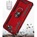 Samsung Galaxy J7 Prime / J7 Prime 2 Kılıf Silikon Zırhlı Standlı Yüzüklü Mıknatıslı Tank Kapak - Kırmızı