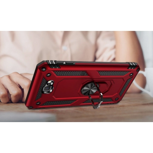 Samsung Galaxy J7 Prime / J7 Prime 2 Kılıf Silikon Zırhlı Standlı Yüzüklü Mıknatıslı Tank Kapak - Siyah