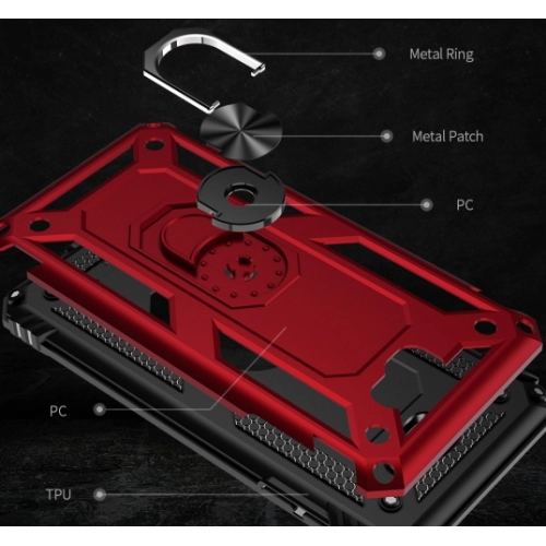 Samsung Galaxy J7 Prime / J7 Prime 2 Kılıf Silikon Zırhlı Standlı Yüzüklü Mıknatıslı Tank Kapak - Siyah