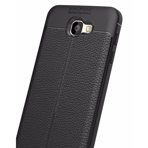 Samsung Galaxy J7 Prime / J7 Prime 2 Kılıf Deri Görünümlü Lüks Parmak İzi Bırakmaz Niss Silikon Kapak - Siyah