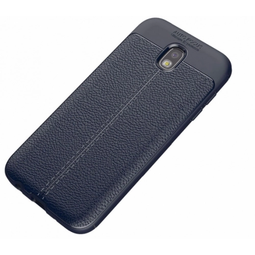 Samsung Galaxy J7 Pro Kılıf Deri Görünümlü Lüks Parmak İzi Bırakmaz Niss Silikon Kapak - Lacivert