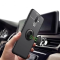 Samsung Galaxy J8 Kılıf Renkli Silikon Yüzüklü Standlı Auto Focus Ravel Kapak - Siyah
