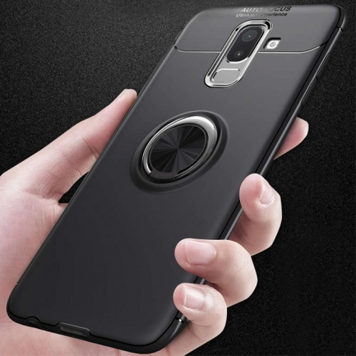 Samsung Galaxy J8 Kılıf Renkli Silikon Yüzüklü Standlı Auto Focus Ravel Kapak - Kırmızı