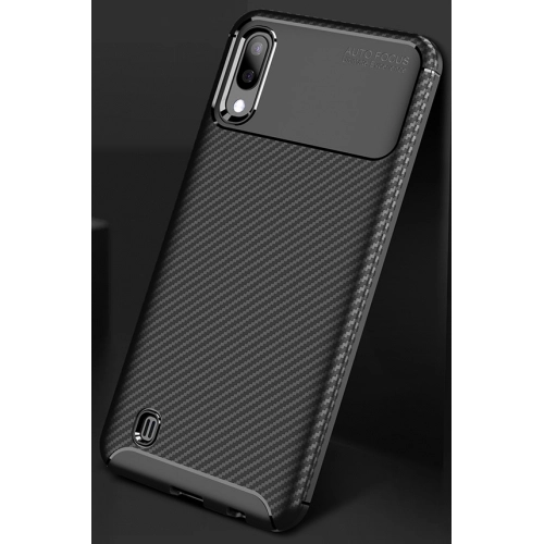 Samsung Galaxy M10 Kılıf Silikon Parmak İzi Bırakmayan Karbon Soft Negro Kapak - Siyah