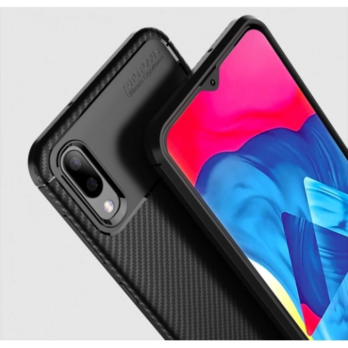 Samsung Galaxy M10 Kılıf Silikon Parmak İzi Bırakmayan Karbon Soft Negro Kapak - Lacivert