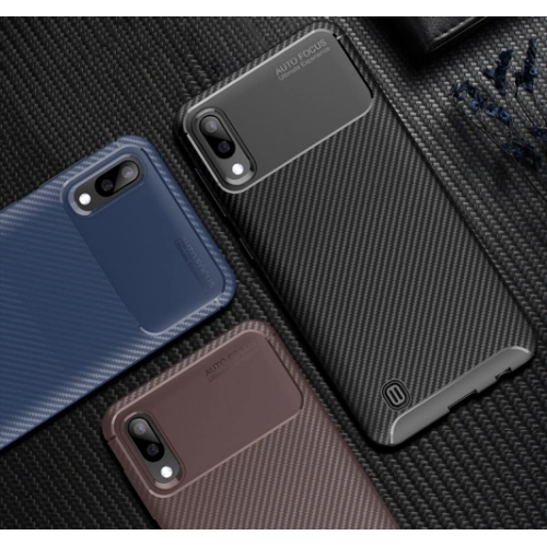 Samsung Galaxy M10 Kılıf Silikon Parmak İzi Bırakmayan Karbon Soft Negro Kapak - Lacivert