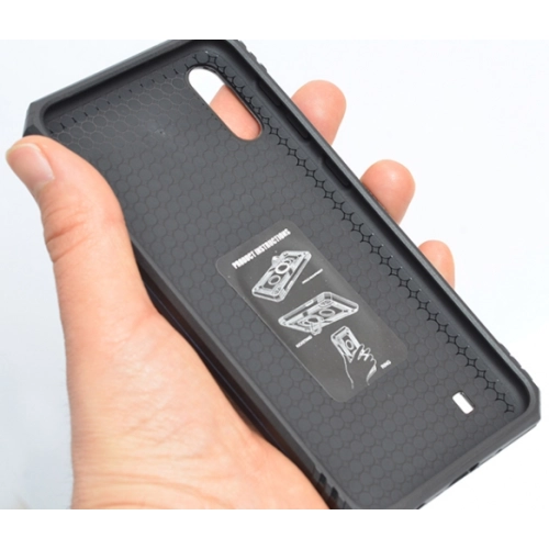 Samsung Galaxy M10 Kılıf Silikon Zırhlı Standlı Yüzüklü Mıknatıslı Tank Kapak - Siyah