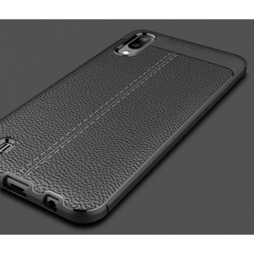 Samsung Galaxy M10 Kılıf Deri Görünümlü Lüks Parmak İzi Bırakmaz Niss Silikon Kapak - Lacivert