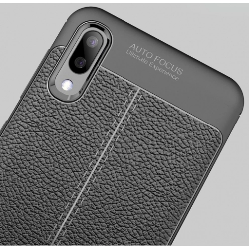 Samsung Galaxy M10 Kılıf Deri Görünümlü Lüks Parmak İzi Bırakmaz Niss Silikon Kapak - Lacivert