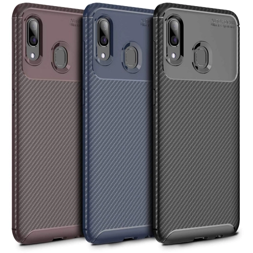 Samsung Galaxy M10s Kılıf Silikon Parmak İzi Bırakmayan Karbon Soft Negro Kapak - Lacivert