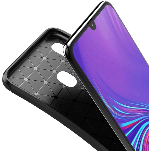 Samsung Galaxy M10s Kılıf Silikon Parmak İzi Bırakmayan Karbon Soft Negro Kapak - Siyah