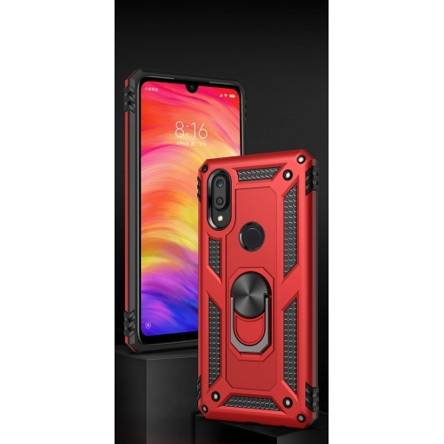 Samsung Galaxy M10s Kılıf Silikon Zırhlı Standlı Yüzüklü Mıknatıslı Tank Kapak - Gri