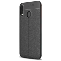 Samsung Galaxy M10s Kılıf Deri Görünümlü Lüks Parmak İzi Bırakmaz Niss Silikon Kapak - Siyah