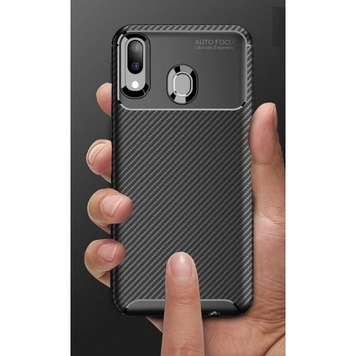 Samsung Galaxy M20 Kılıf Silikon Parmak İzi Bırakmayan Karbon Soft Negro Kapak - Siyah