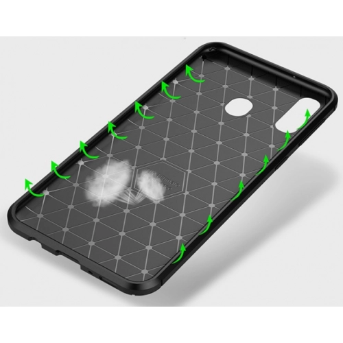 Samsung Galaxy M20 Kılıf Silikon Parmak İzi Bırakmayan Karbon Soft Negro Kapak - Siyah