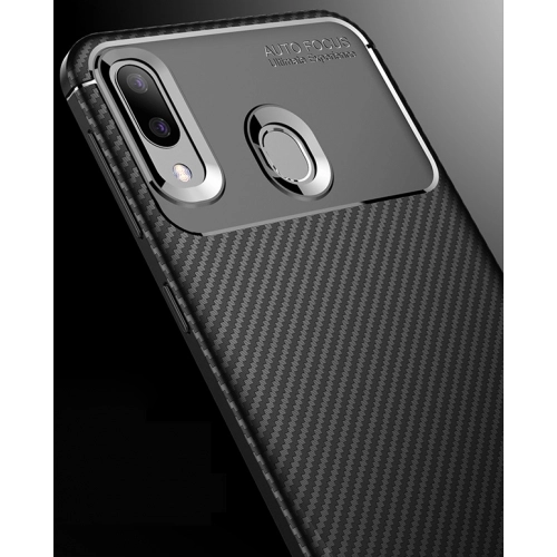 Samsung Galaxy M20 Kılıf Silikon Parmak İzi Bırakmayan Karbon Soft Negro Kapak - Siyah