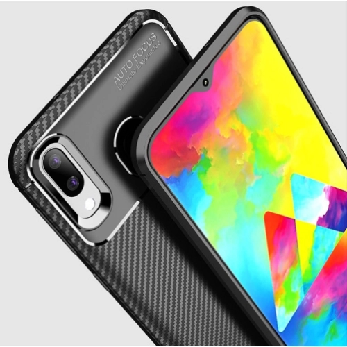 Samsung Galaxy M20 Kılıf Silikon Parmak İzi Bırakmayan Karbon Soft Negro Kapak - Lacivert