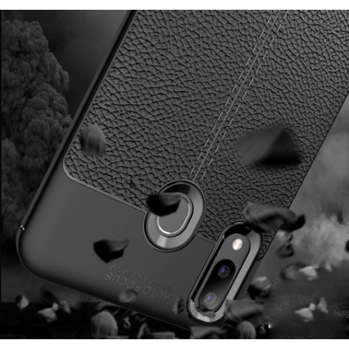 Samsung Galaxy M20 Kılıf Deri Görünümlü Lüks Parmak İzi Bırakmaz Niss Silikon Kapak - Siyah