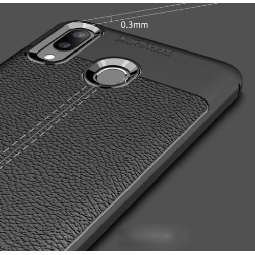 Samsung Galaxy M20 Kılıf Deri Görünümlü Lüks Parmak İzi Bırakmaz Niss Silikon Kapak - Siyah