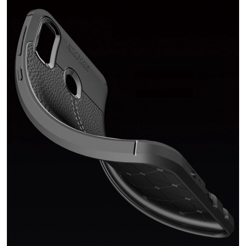 Samsung Galaxy M20 Kılıf Deri Görünümlü Lüks Parmak İzi Bırakmaz Niss Silikon Kapak - Siyah