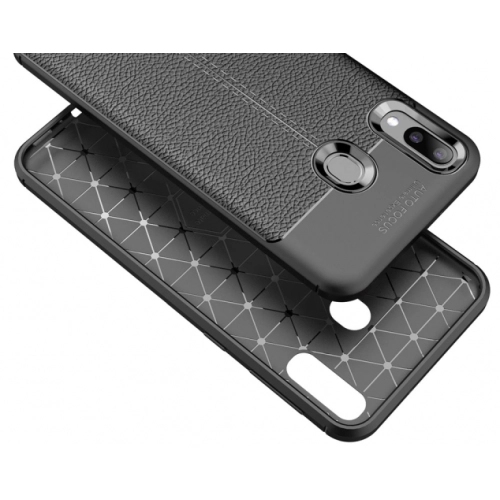 Samsung Galaxy M30 Kılıf Deri Görünümlü Lüks Parmak İzi Bırakmaz Niss Silikon Kapak - Lacivert