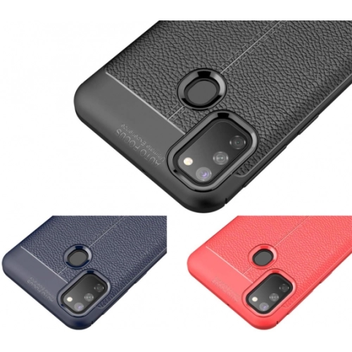 Samsung Galaxy M30s Kılıf Deri Görünümlü Lüks Parmak İzi Bırakmaz Niss Silikon Kapak - Lacivert