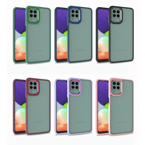 Samsung Galaxy M32 Kılıf Electro Silikon Renkli Flora Kapak - Kırmızı