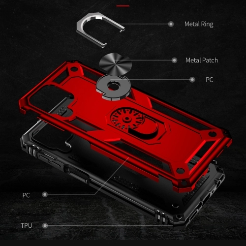 Samsung Galaxy M33 5G Kılıf Silikon Zırhlı Standlı Yüzüklü Mıknatıslı Tank Kapak - Siyah