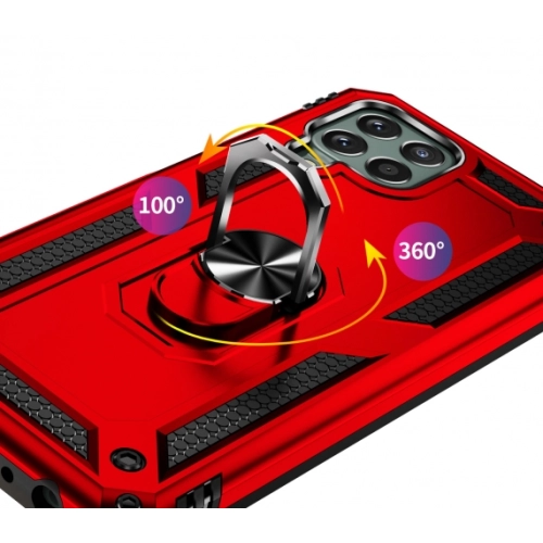 Samsung Galaxy M33 5G Kılıf Silikon Zırhlı Standlı Yüzüklü Mıknatıslı Tank Kapak - Siyah