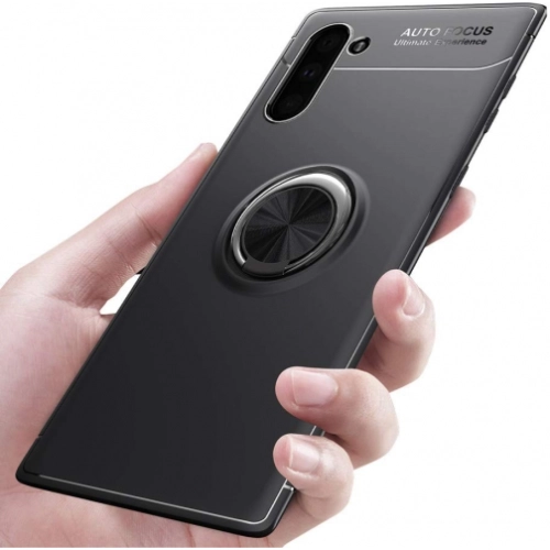 Samsung Galaxy Note 10 Kılıf Renkli Silikon Yüzüklü Standlı Auto Focus Ravel Kapak - Rose Gold